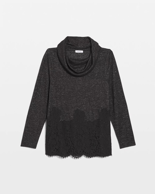 Lace Hem Cowlneck Top - image 5